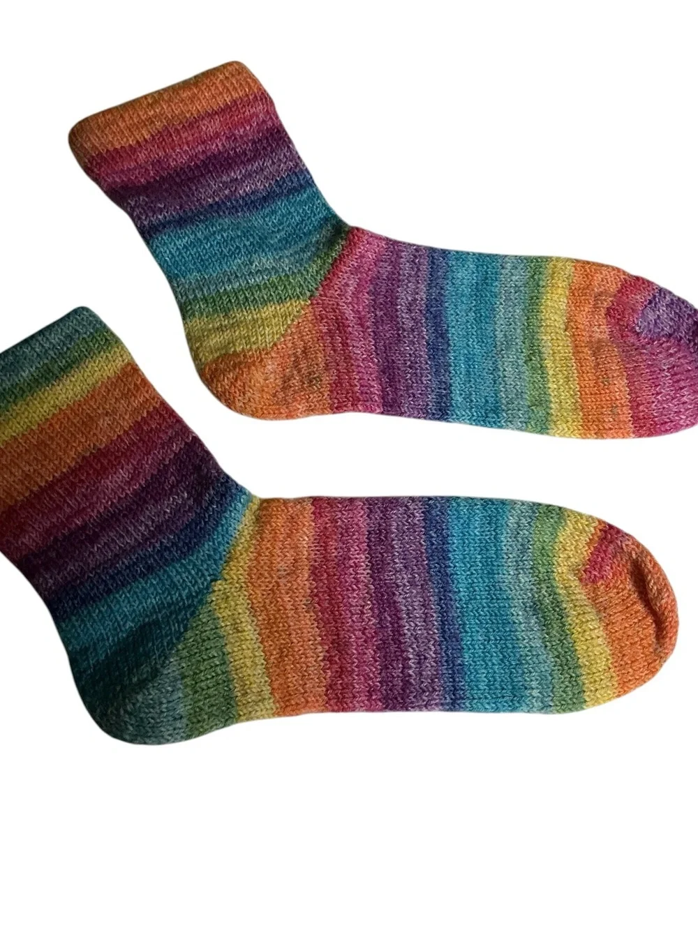 Sybil Rainbow Handcrafted Merino Wool Socks - Erlbacher Knit - Women Size 7-8.5